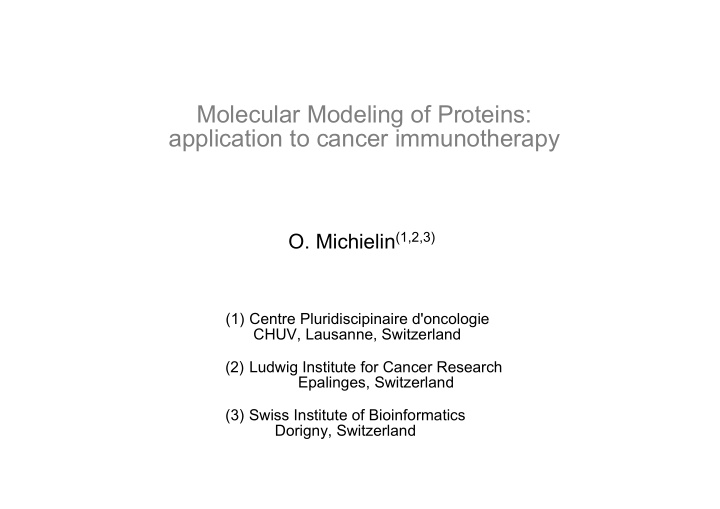 molecular modeling of proteins application to cancer