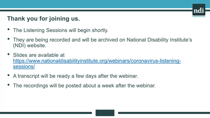 listening sessions impact of the coronavirus pandemic on