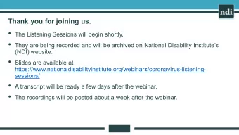 Listening Sessions:  Impact of the Coronavirus Pandemic  on the Disability Community  Michael