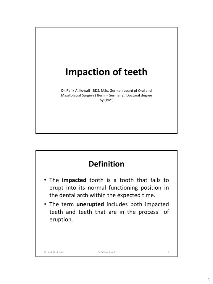 impaction of teeth