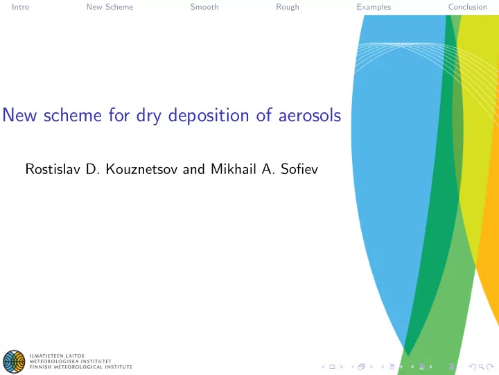 new scheme for dry deposition of aerosols