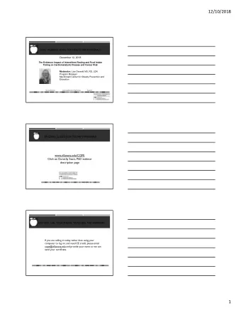 12/10/2018  COPE  WEBINAR SERIES FOR HEALTH PROFESSIONALS  December 12, 2018  The Evidence: Impact