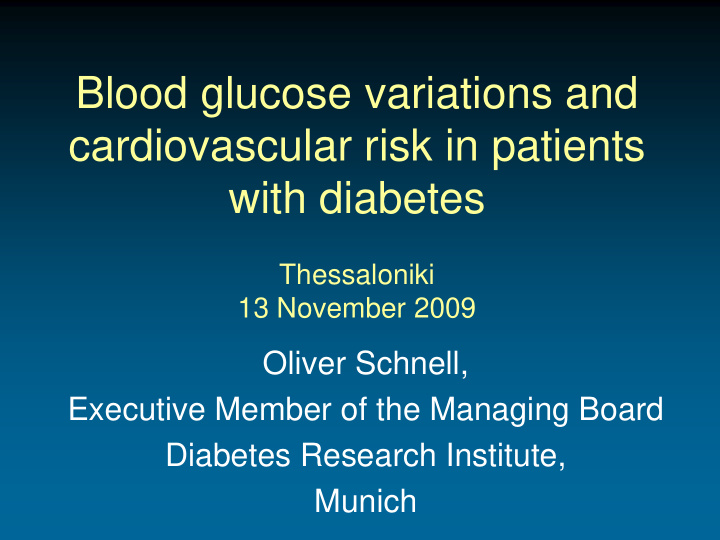blood glucose variations and cardiovascular risk in