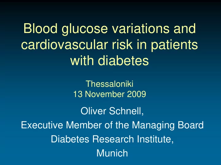 blood glucose variations and cardiovascular risk in