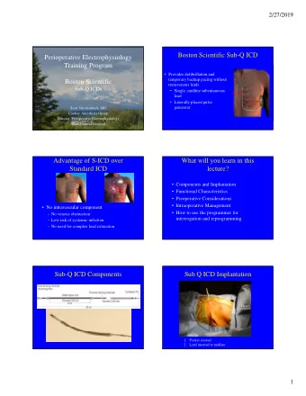 Boston Scientific Sub-Q ICD  Perioperative Electrophysiology  Training Program  Provides