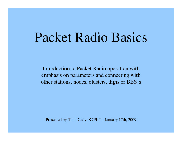 packet radio basics