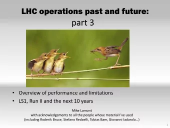 part 3  Overview of performance and limitations  LS1, Run II and the next 10 years  Mike