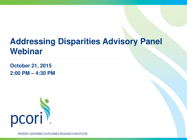 addressing disparities advisory panel webinar