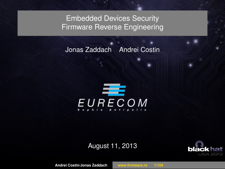 embedded devices security firmware reverse engineering