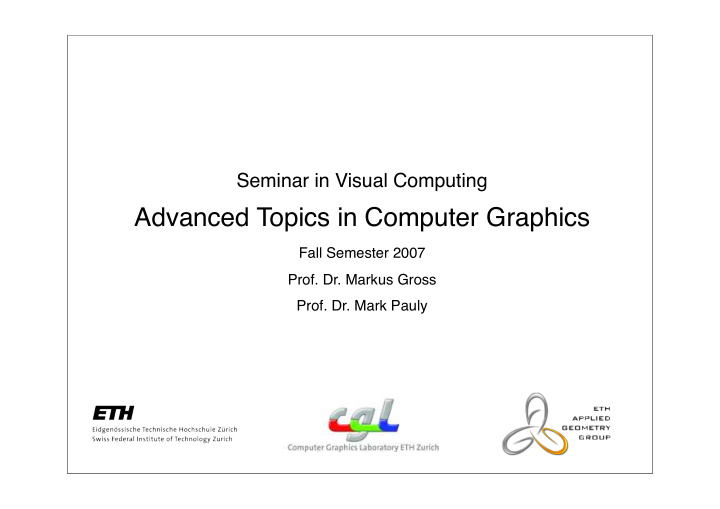 advanced topics in computer graphics