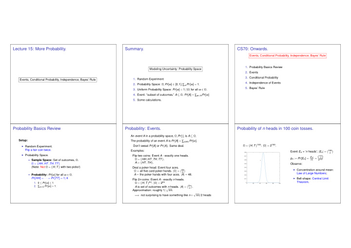 lecture 15 more probability summary cs70 onwards