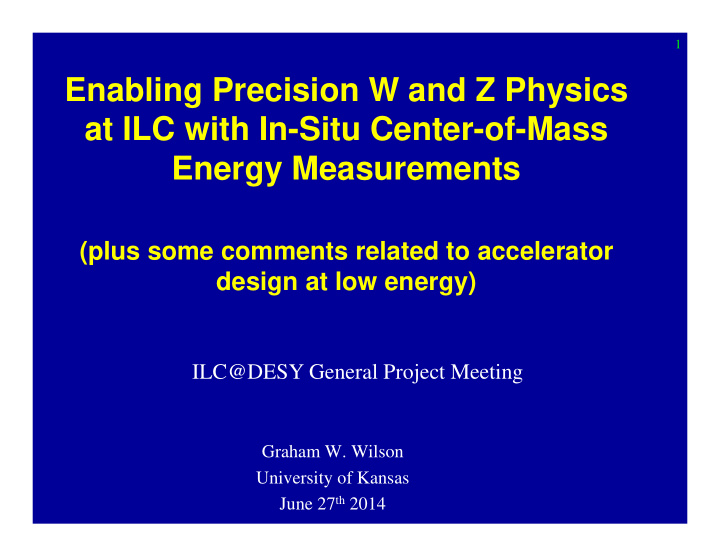 enabling precision w and z physics at ilc with in situ