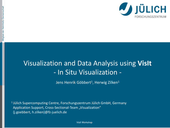 visualization and data analysis using visit