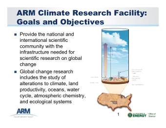 ARM Climate Research Facility:  Goals and Objectives  Provide the national and  international