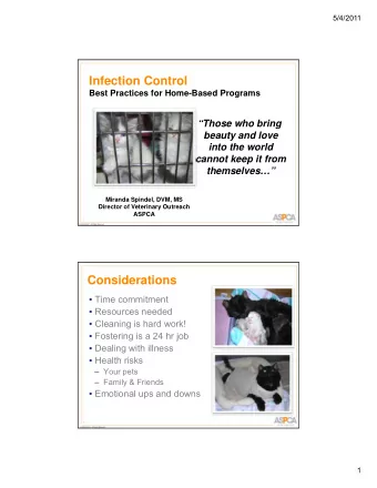 Infection Control  Best Practices for Home-Based Programs  Those who bring  beauty and love