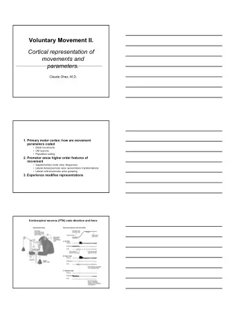 Voluntary Movement II.  Cortical representation of  movements and  parameters.  Claude Ghez, M.D.