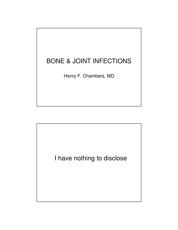 bone joint infections