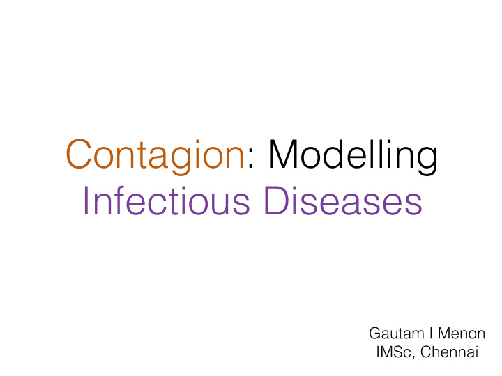 contagion modelling infectious diseases