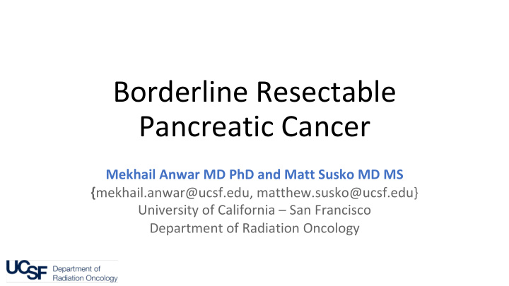 borderline resectable pancreatic cancer