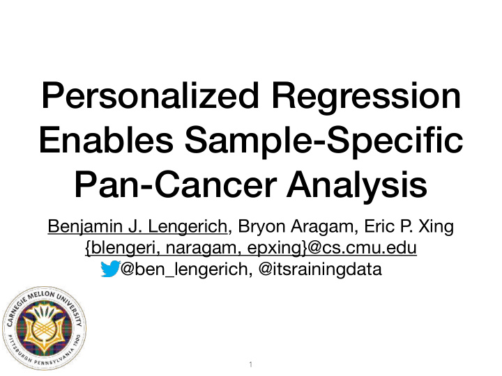 personalized regression enables sample specific pan