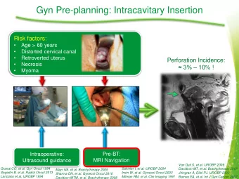 Gyn Pre-planning: Intracavitary Insertion  Risk factors:    Age &gt; 60 years    Distorted