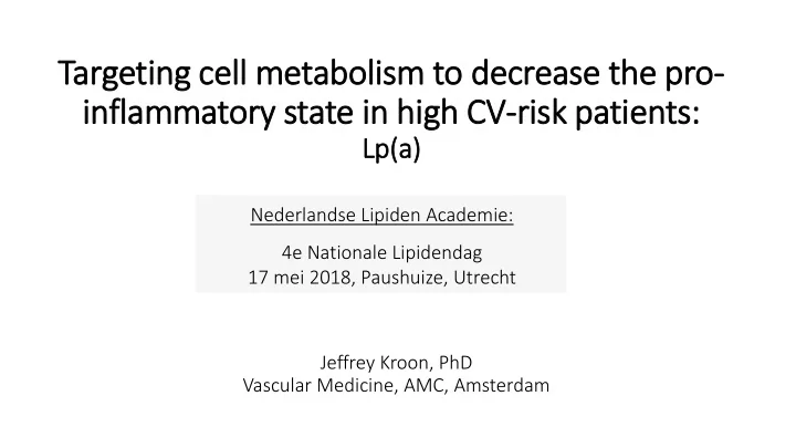 inflammatory state in high cv risk patients