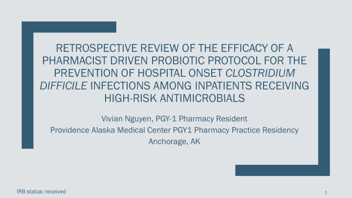 pharmacist driven probiotic protocol for the