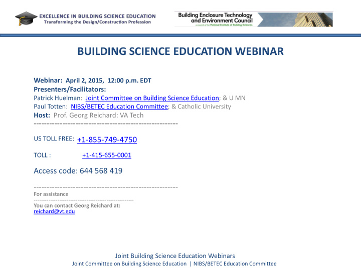 building science education webinar