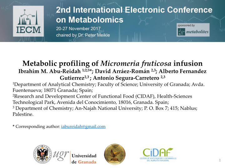 metabolic profiling of micromeria fruticosa infusion
