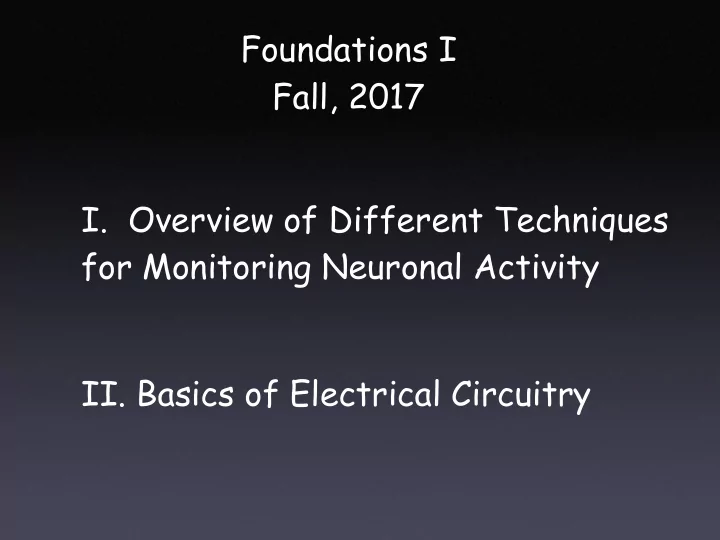 foundations i fall 2017 i overview of different