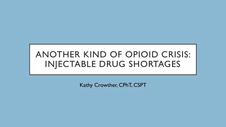 another kind of opioid crisis