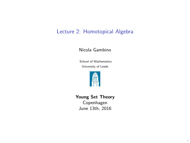 lecture 2 homotopical algebra