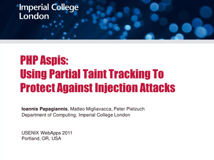 using partial taint tracking to