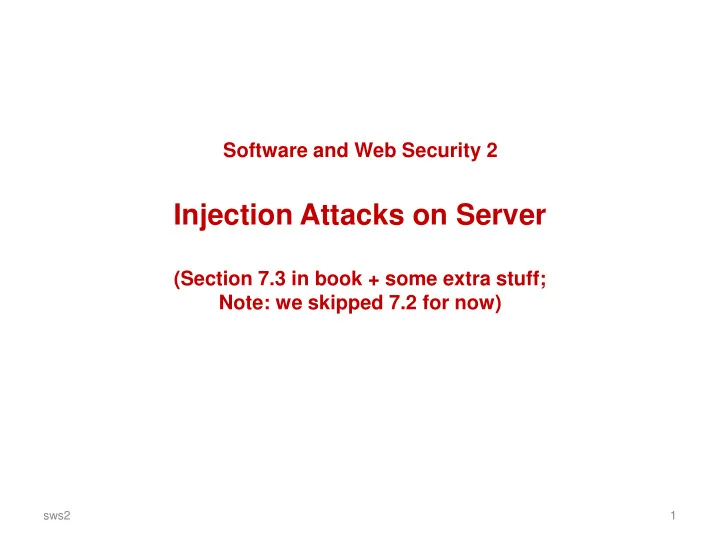injection attacks on server