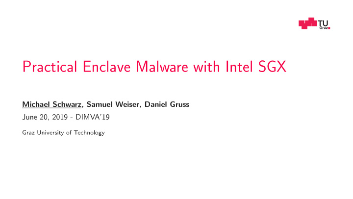 practical enclave malware with intel sgx