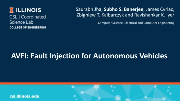 avfi fault injection for autonomous vehicles fault