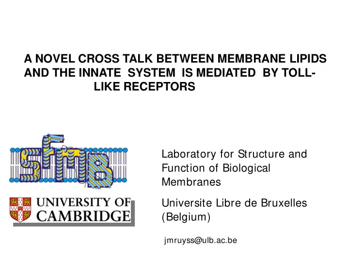 a novel cross talk between membrane lipids and the innate
