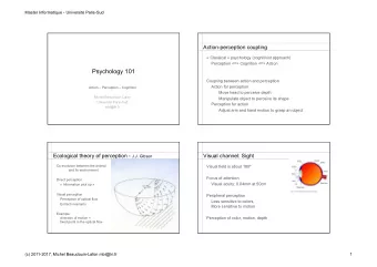Psychology 101  Coupling between action and perception  Action for perception  Action