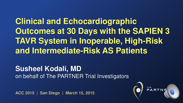 clinical and echocardiographic outcomes at 30 days with