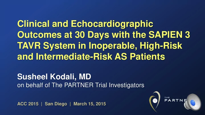 clinical and echocardiographic outcomes at 30 days with