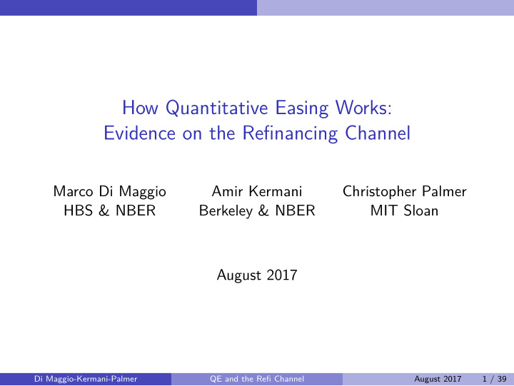 how quantitative easing works evidence on the refinancing