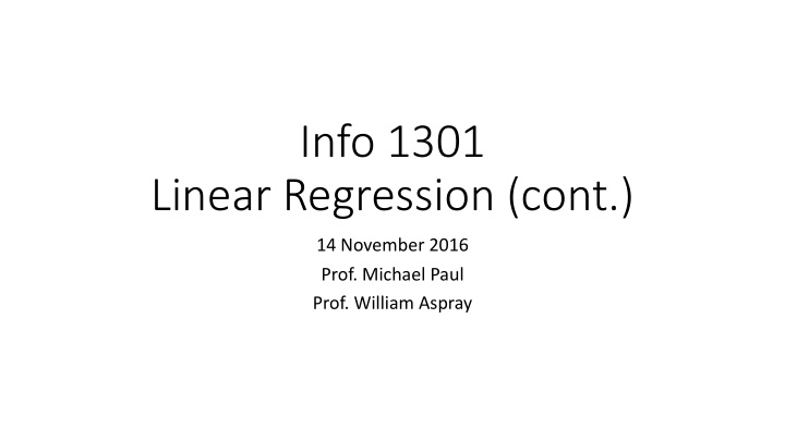 info 1301 linear regression cont