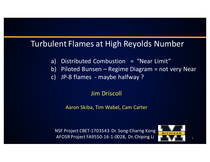 turbulent flames at high reyolds number