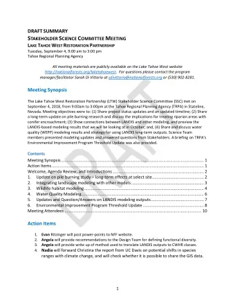 Welcome, Agenda Review, and Introductions Sarah Di Vittorio welcomed the group, led introductions