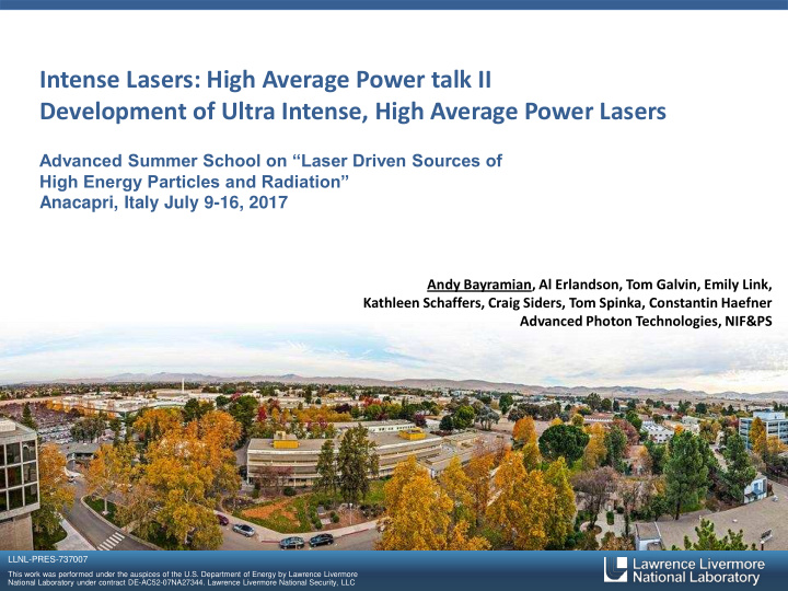 development of ultra intense high average power lasers