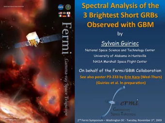 2 nd FermiSymposiumWashingtonDCTuesday,November3 rd ,2009