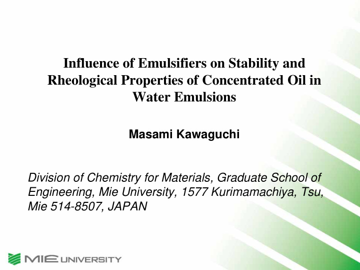 influence of emulsifiers on stability and rheological