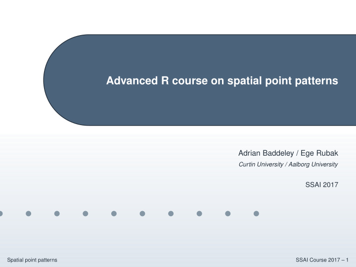 advanced r course on spatial point patterns