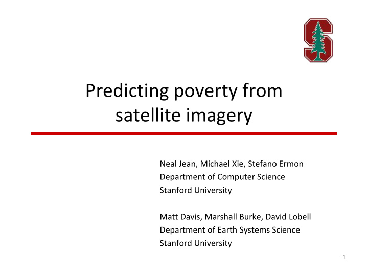 predicting poverty from satellite imagery