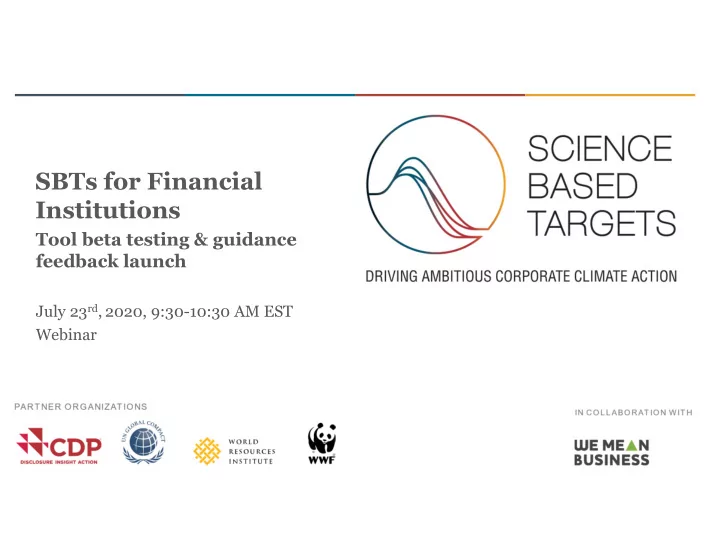 sbts for financial institutions
